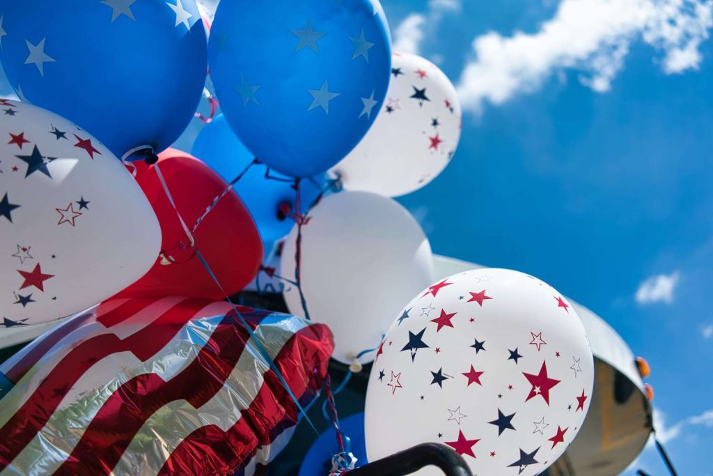 Photo of patriotic coloured balloons