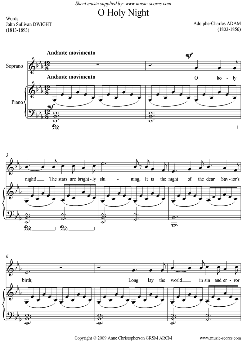 O Holy Night Sheet Music | Adolphe Adam | Guitar Chords/Lyrics