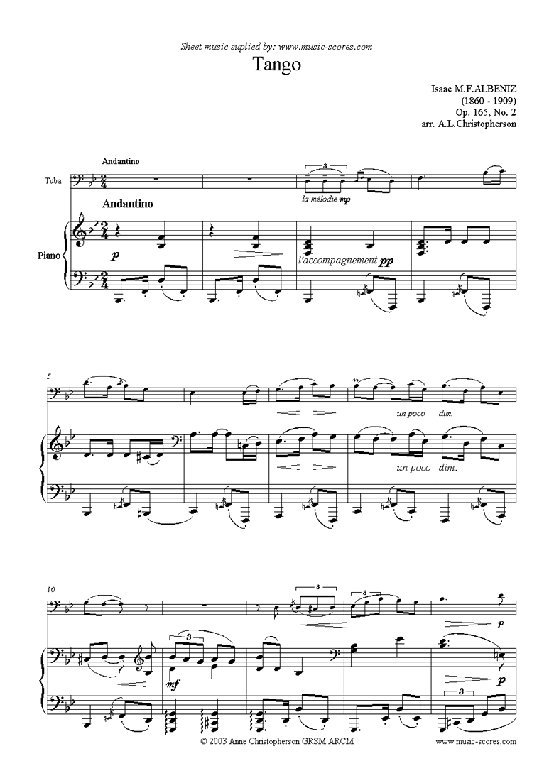 Front page of Tango: Op.165, No.2: Tuba sheet music