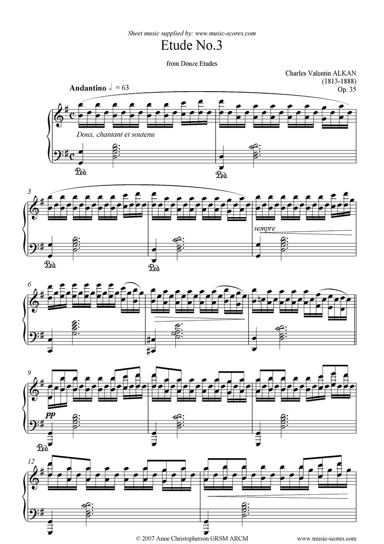 Front page of Op.35: 03: Douze Etudes sheet music