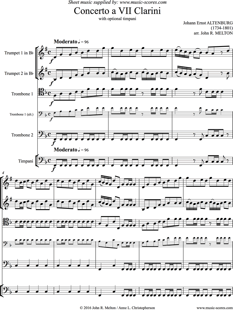 Front page of Concerto: Brass Quartet sheet music