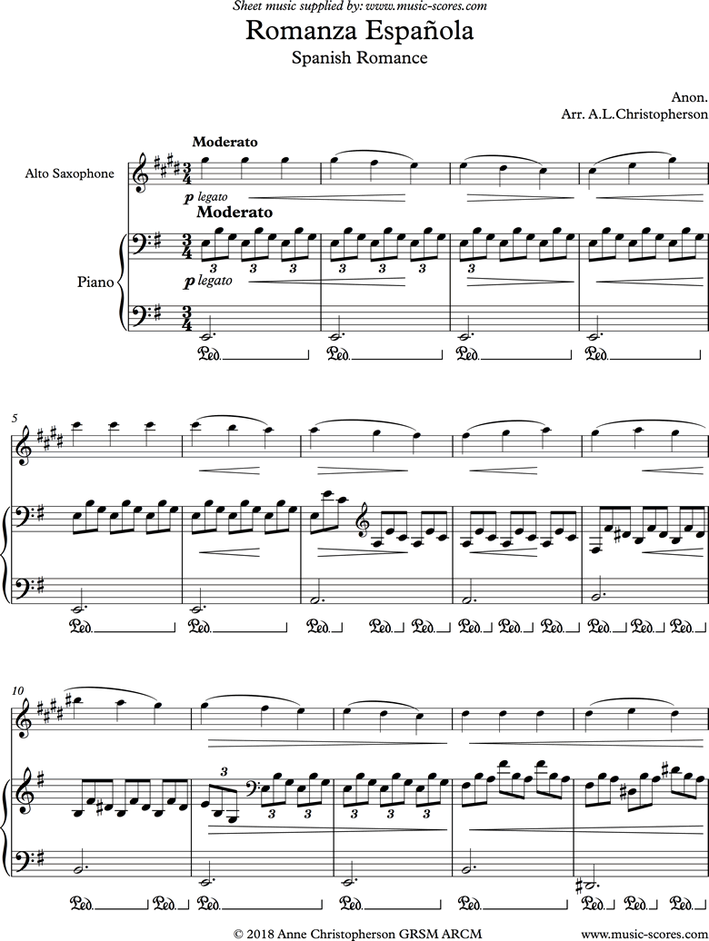 Spanish Romance: Alto Sax by Traditional