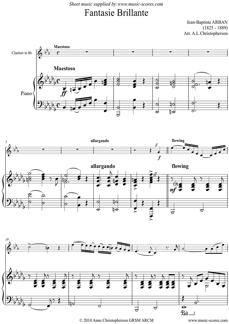 Front page of Fantasie Brillante: Clarinet sheet music
