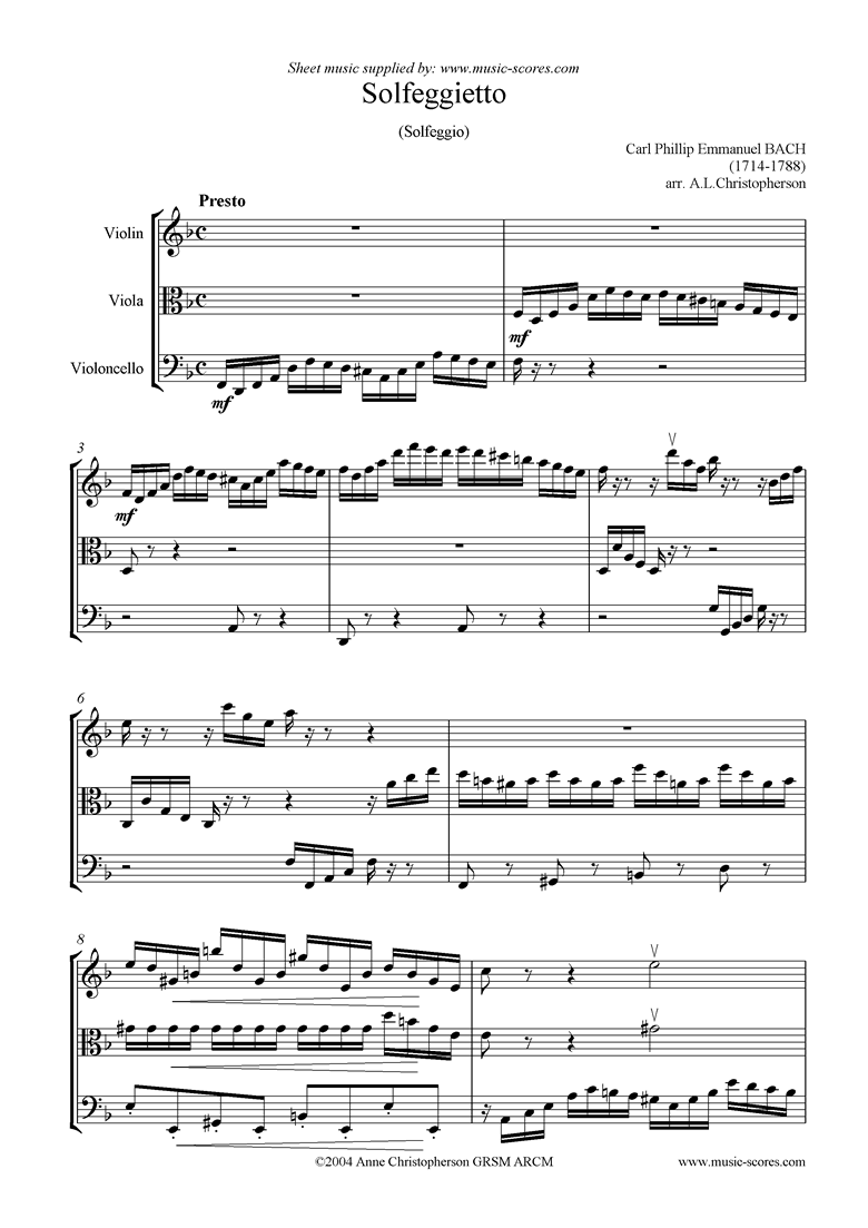 Solfeggietto: string trio by Bach-CPE