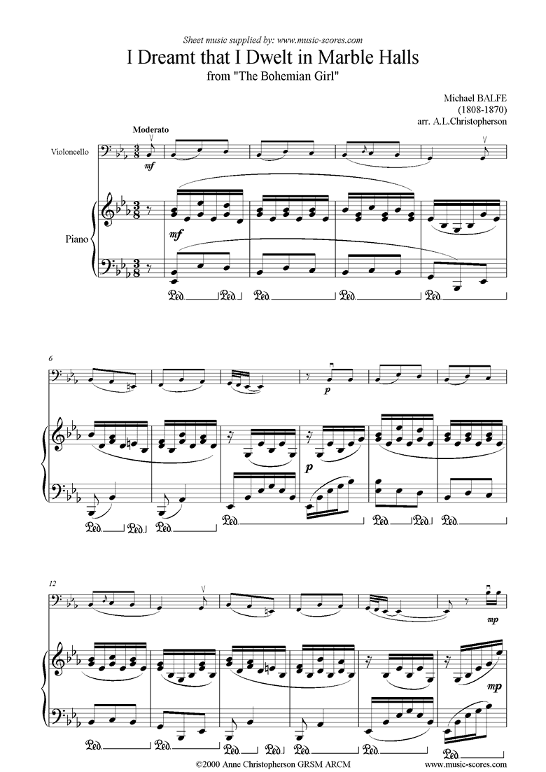 I Dreamt that I Dwelt in Marble Halls: Cello by Balfe