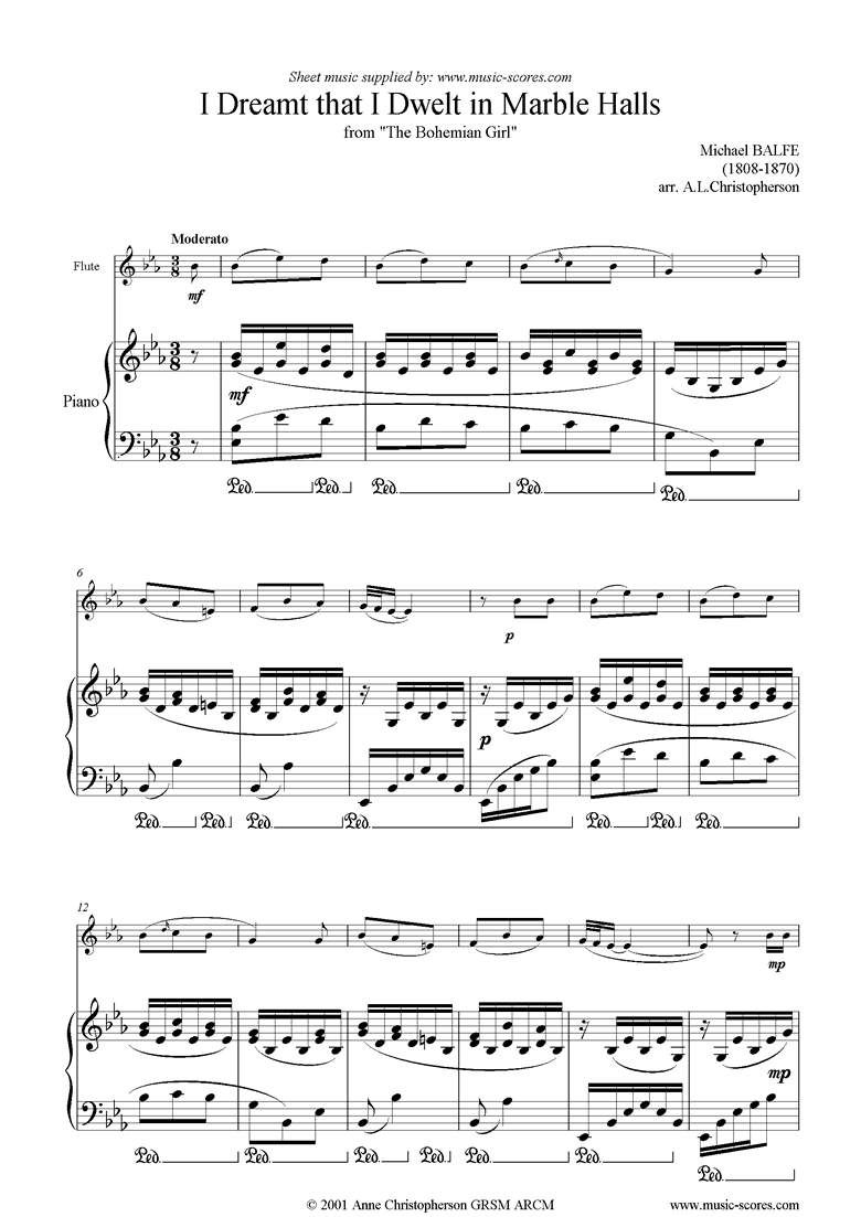 I Dreamt that I Dwelt in Marble Halls: Flute by Balfe