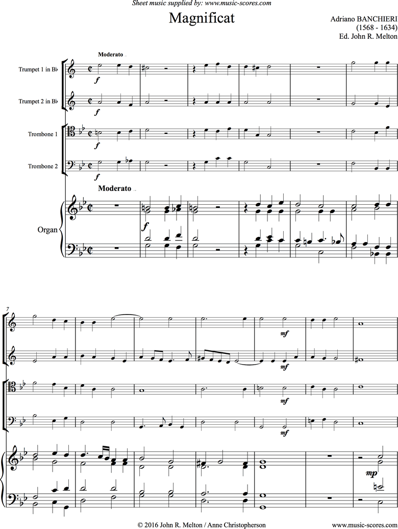 Front page of Magnificat: Brass Quartet sheet music