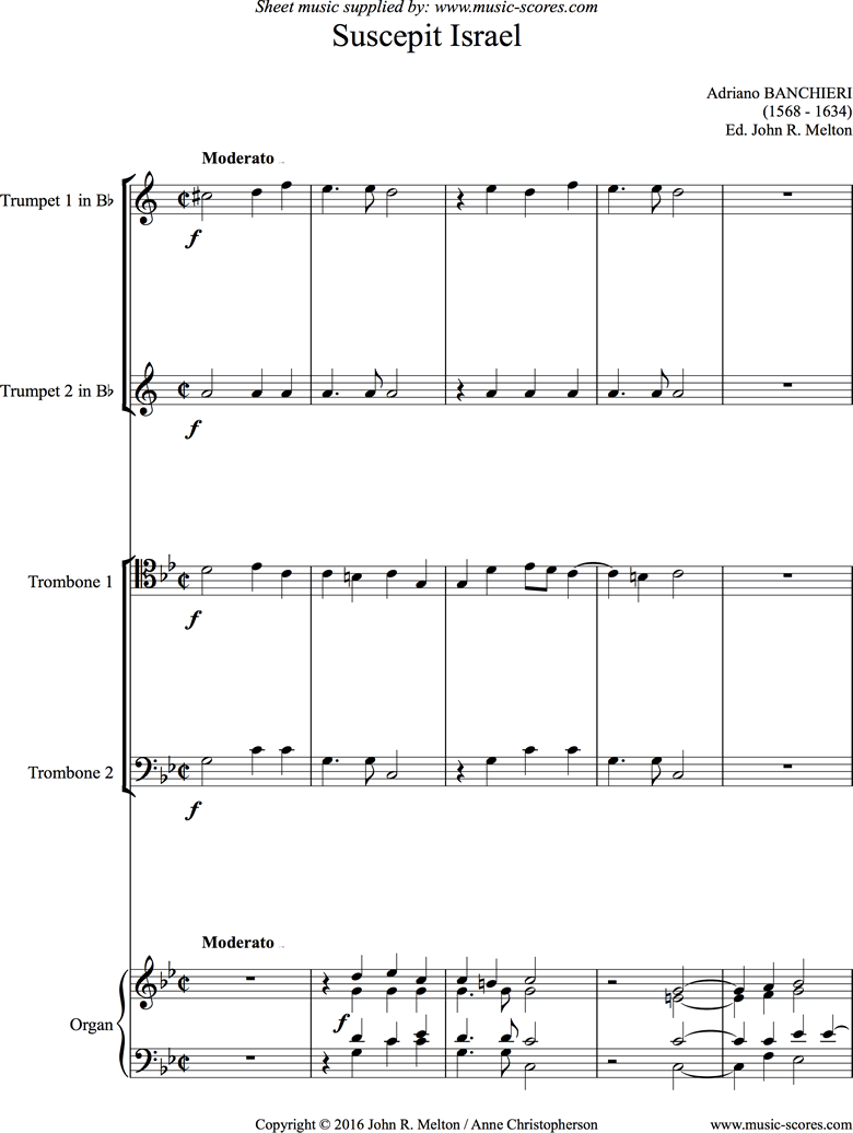 Front page of Suscepit Israel: Brass Quartet sheet music