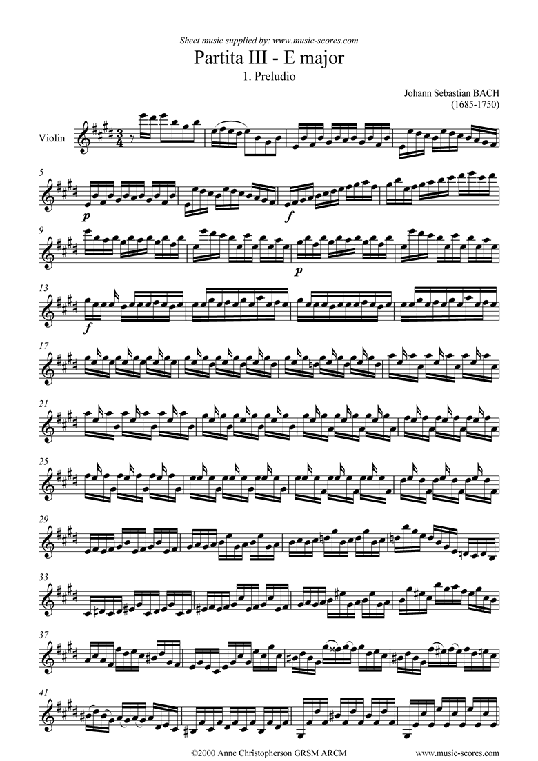 Front page of Partita No. III, 01: 1st Movement sheet music