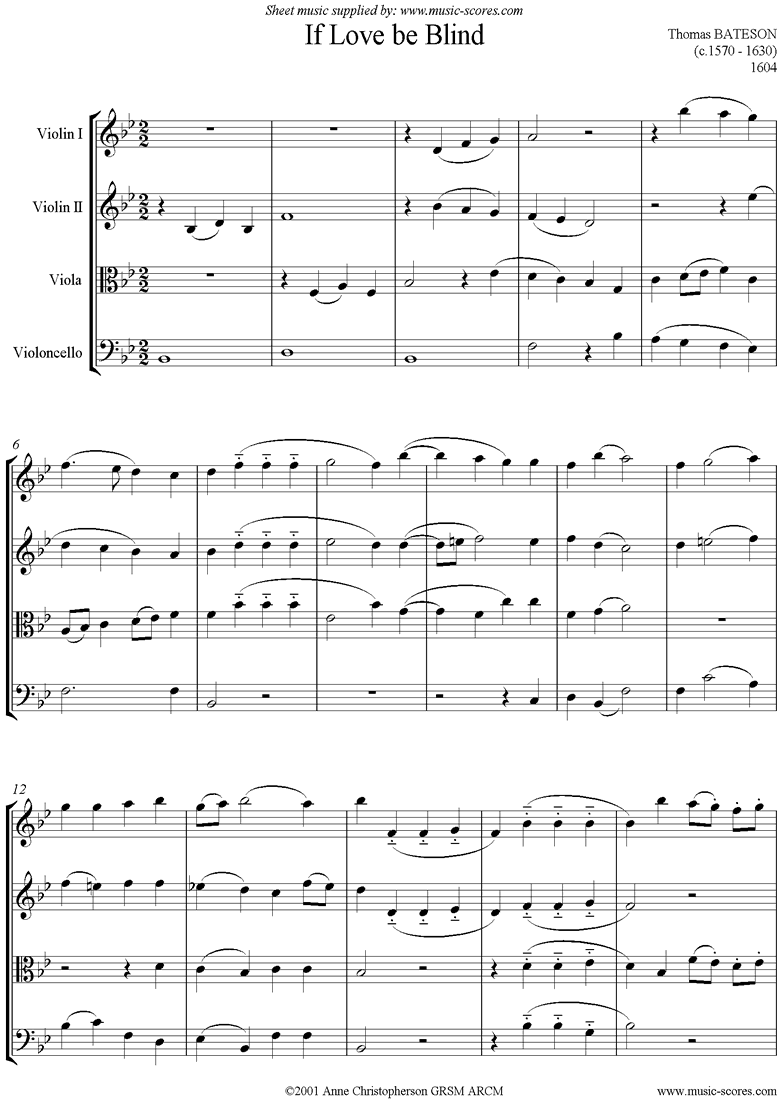 Front page of If Love Be Blind: String Quartet sheet music