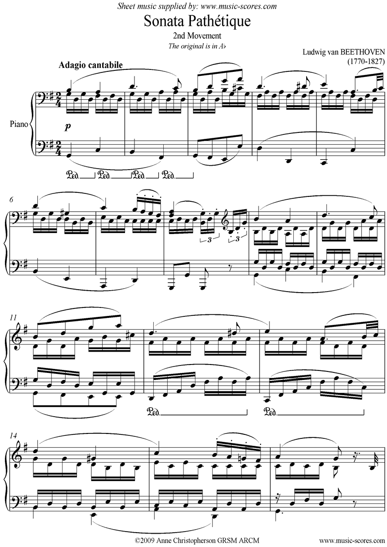 Front page of Op.13: Sonata 08: Pathétique, 2nd mvt: Piano, Gma sheet music