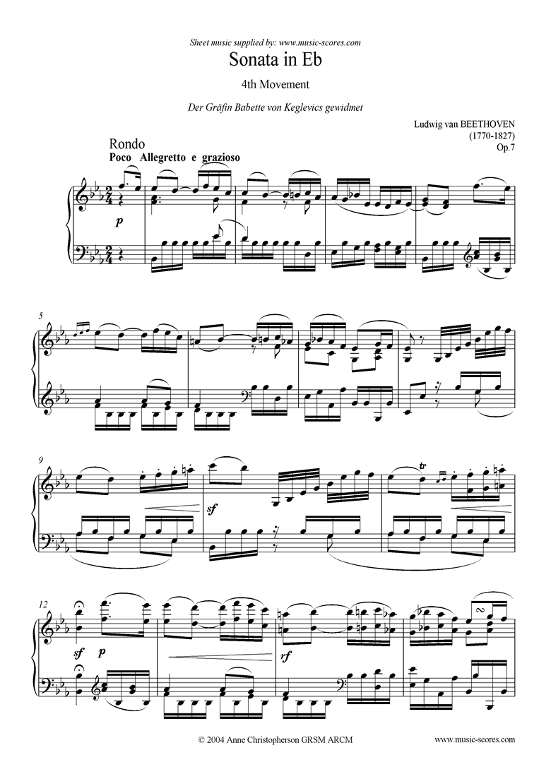 Front page of Op.07: Sonata 04: Eb: 4th Mvt, Rondo sheet music