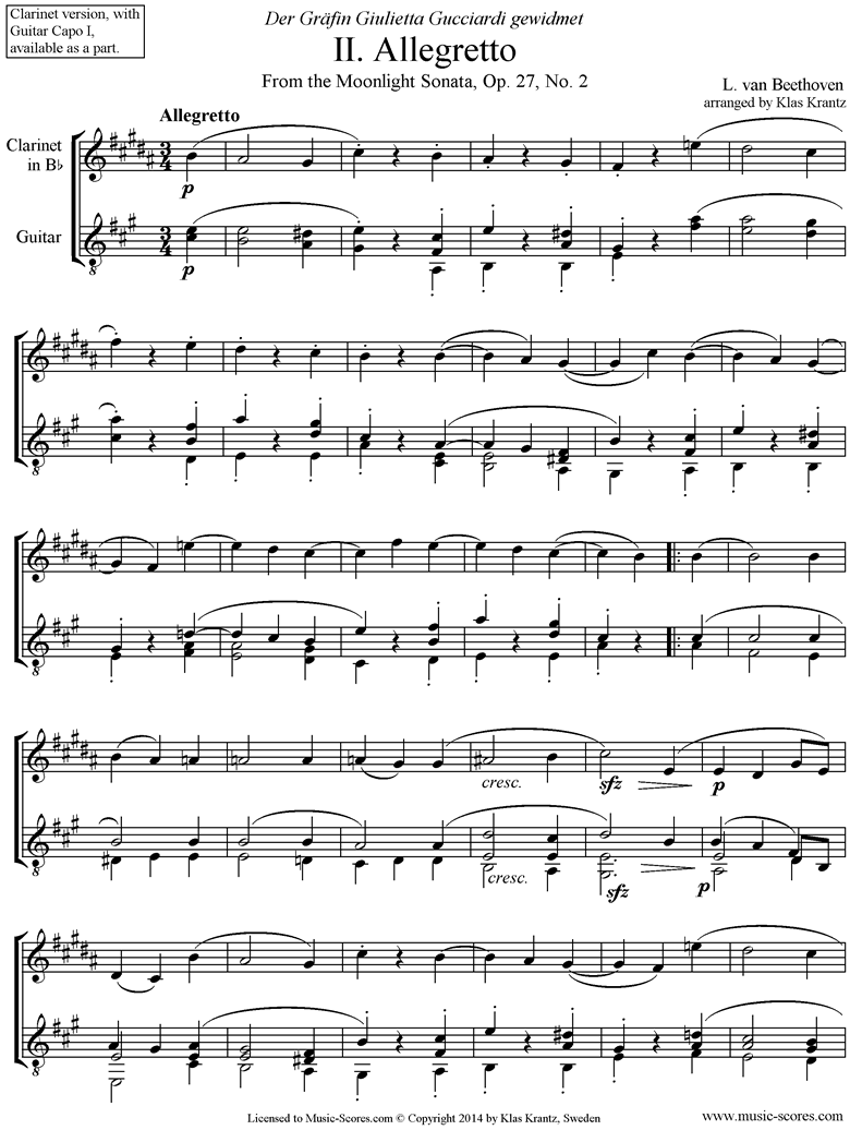 Moonlight sonata classical guitar discount