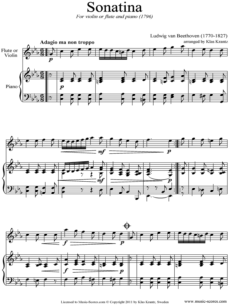 Front page of WoO 43a: Sonatina: Violin, Piano sheet music