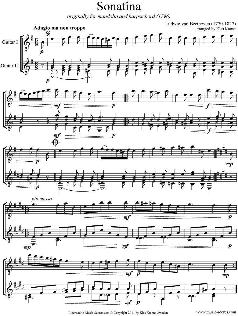 Front page of Sonatina: Guitar Duet sheet music
