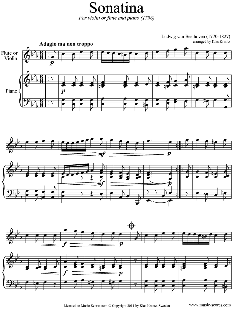 Front page of Sonatina: Violin, Piano sheet music