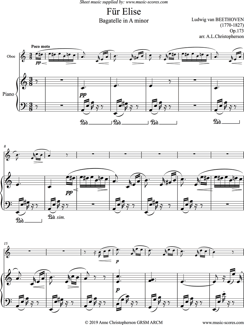 Beethoven - For Elise (1810) - Poco moto - ( Sheet Music Pdf )