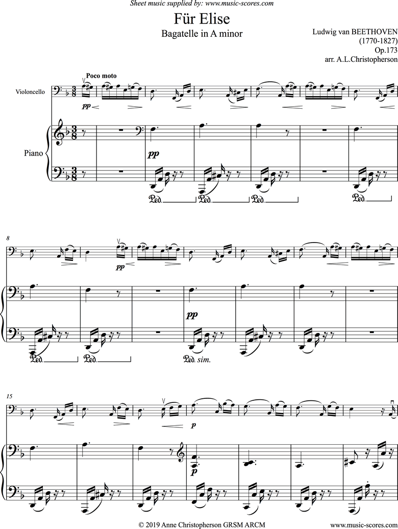 Für Elise: Cello by Beethoven