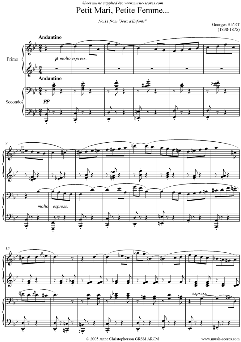 Jeux d Enfants: Petit Mari, Petite Femme: Duet by Bizet