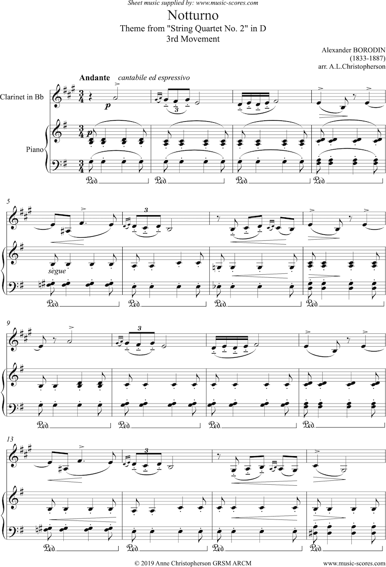 Notturno: from String Quartet no. 2, 3rd Movement by Borodin