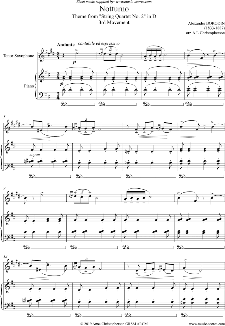 Notturno: from String Quartet no. 2, 3rd Movement by Borodin