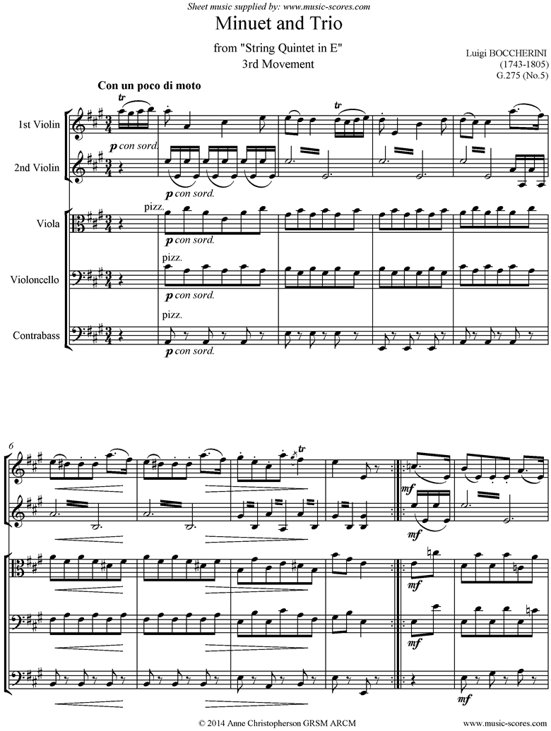 Minuet and Trio: from String Quintet in E: String 5 by Boccherini