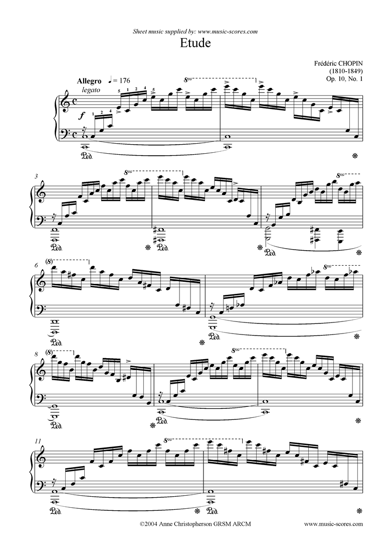 Front page of Op.10, No.01 Etude in C sheet music