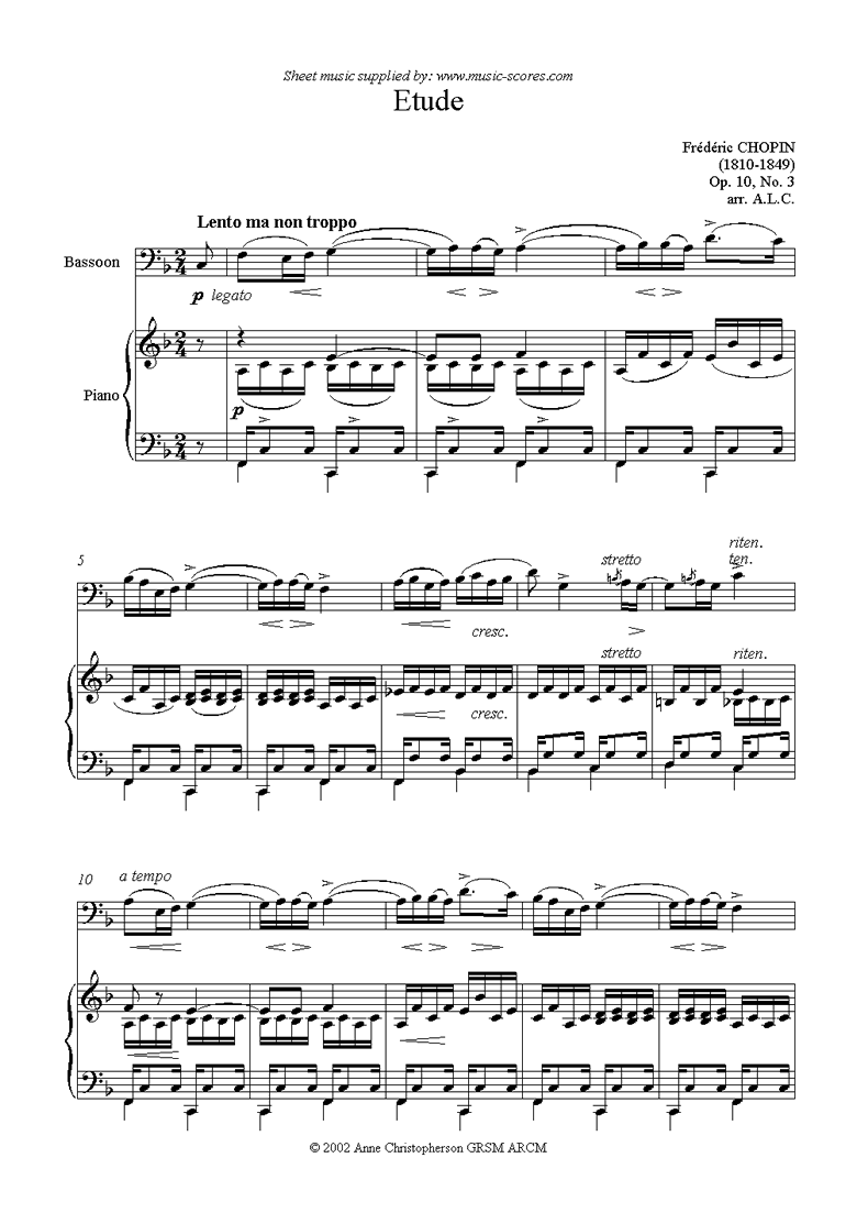 Op.10, No.03: Etude: Bassoon by Chopin
