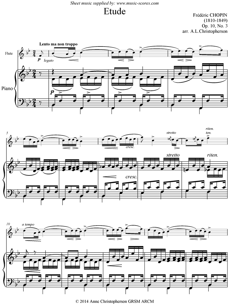 Op.10, No.03: Etude: Flute, Bb by Chopin