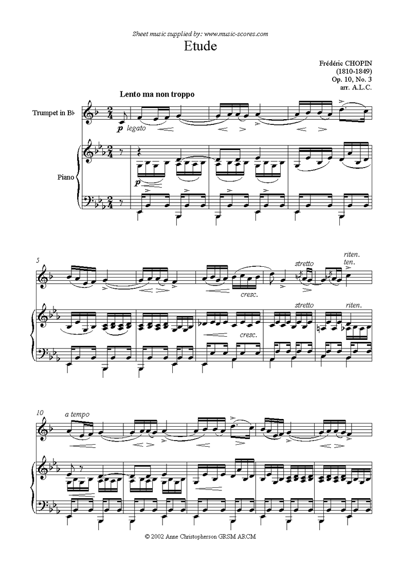 Op.10, No.03: Etude: Trumpet by Chopin
