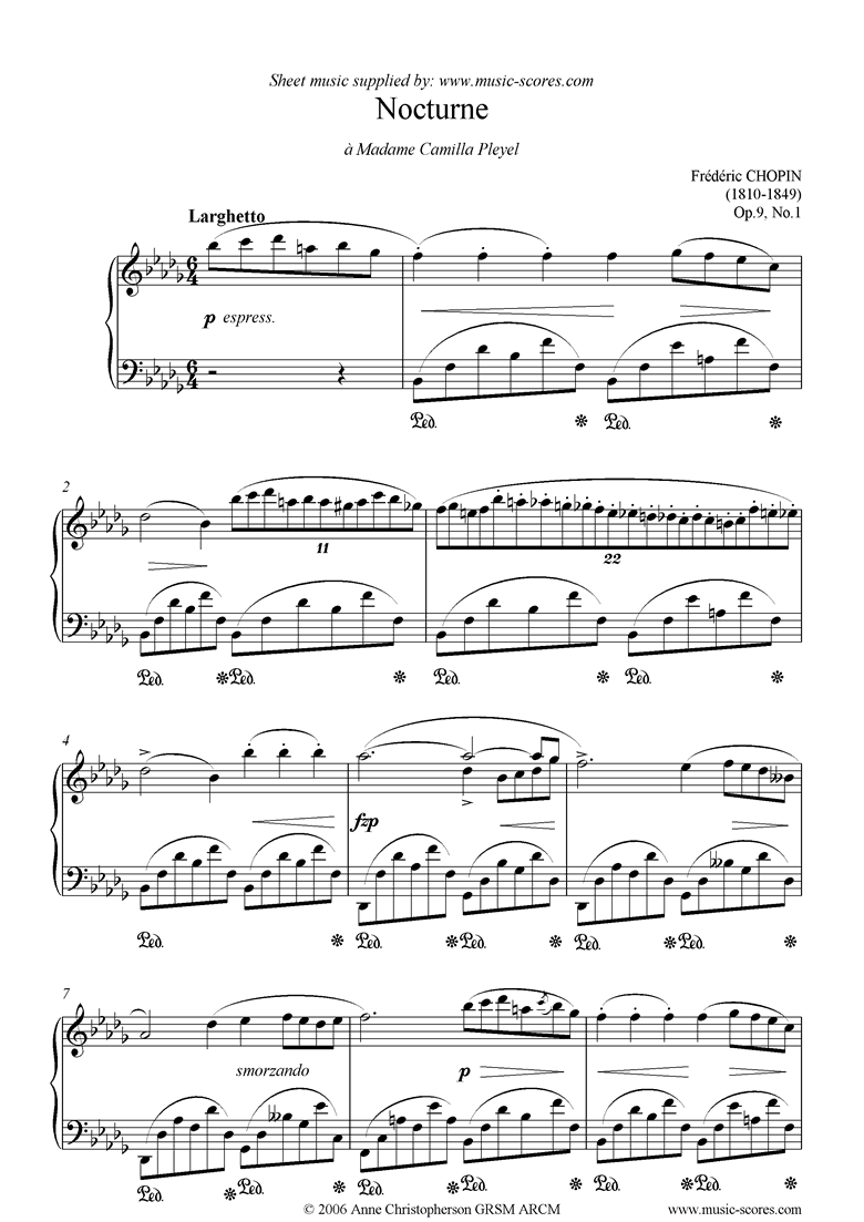 Front page of Op.09, No.01 Nocturne no.1 in Bb minor sheet music