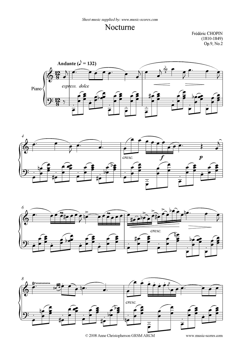 Front page of Op.09, No.02 Nocturne: C major sheet music