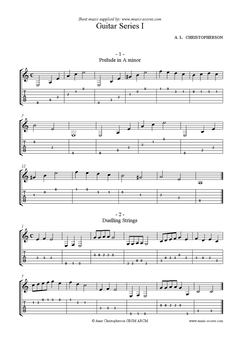 Front page of 6 solo guitar pieces sheet music