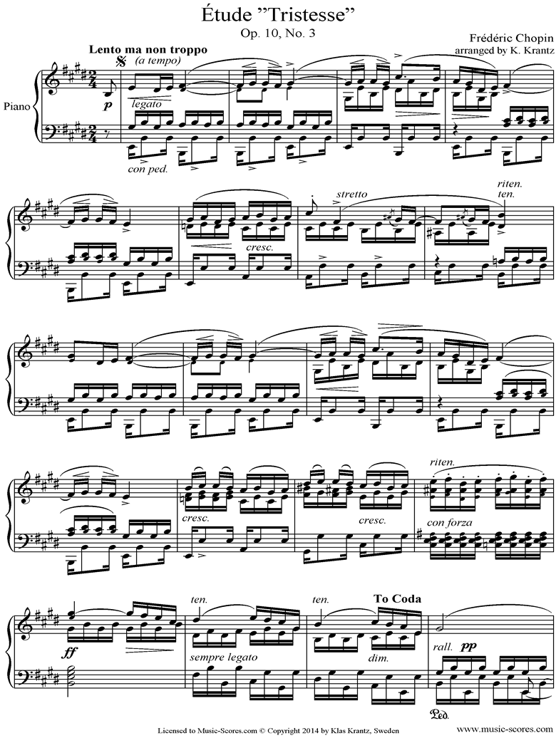 Op.10, No.03: Etude: Piano D ma by Chopin