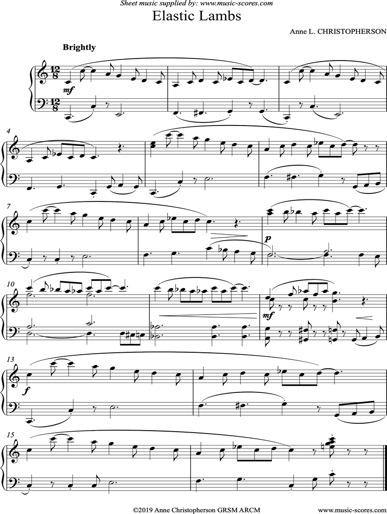Front page of Elastic Lambs sheet music