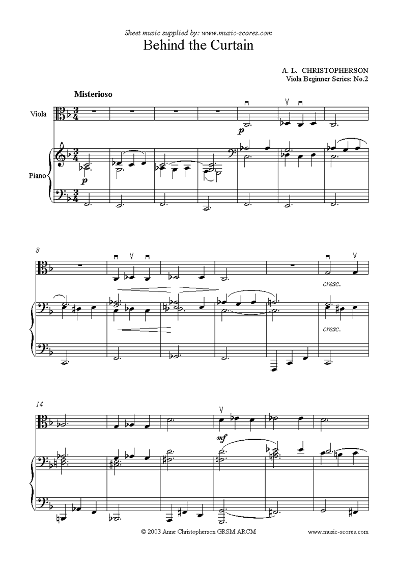 Front page of Viola Beginner Series: Behind the Curtain sheet music