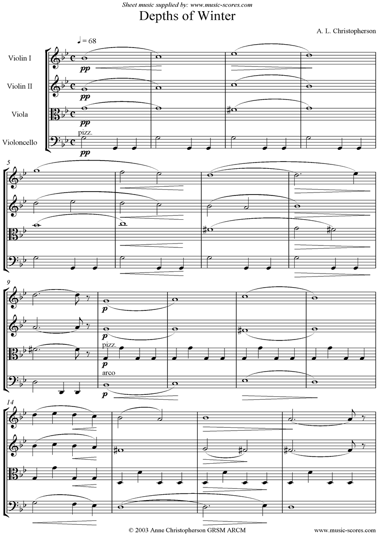 Front page of Depths of Winter: String Quartet sheet music