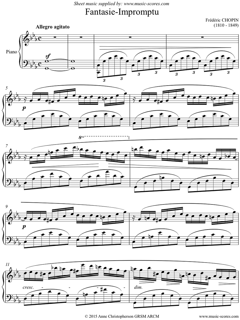 Front page of Op.66: Fantasy Impromptu: transposed sheet music