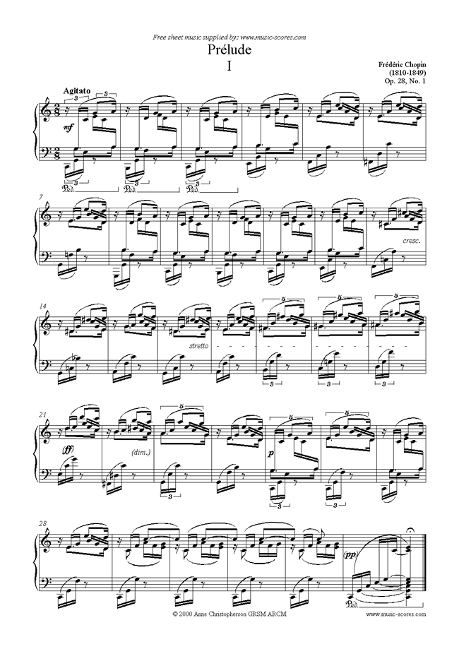 Front page of Op.28, No.01: Prelude no.1 in C sheet music