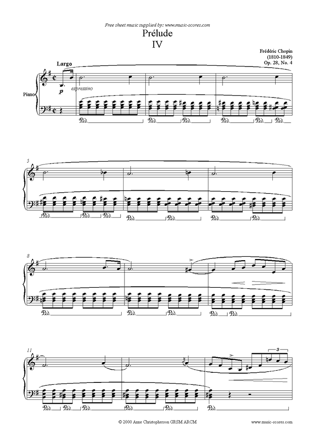 Front page of Op.28, No.04: Prelude in E minor sheet music