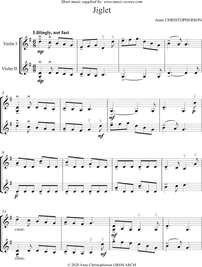 Front page of A Little Jig: 2 violins sheet music