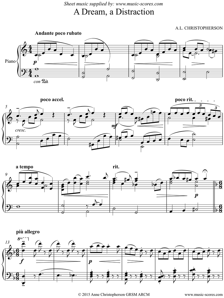 Front page of A dream, a distraction sheet music
