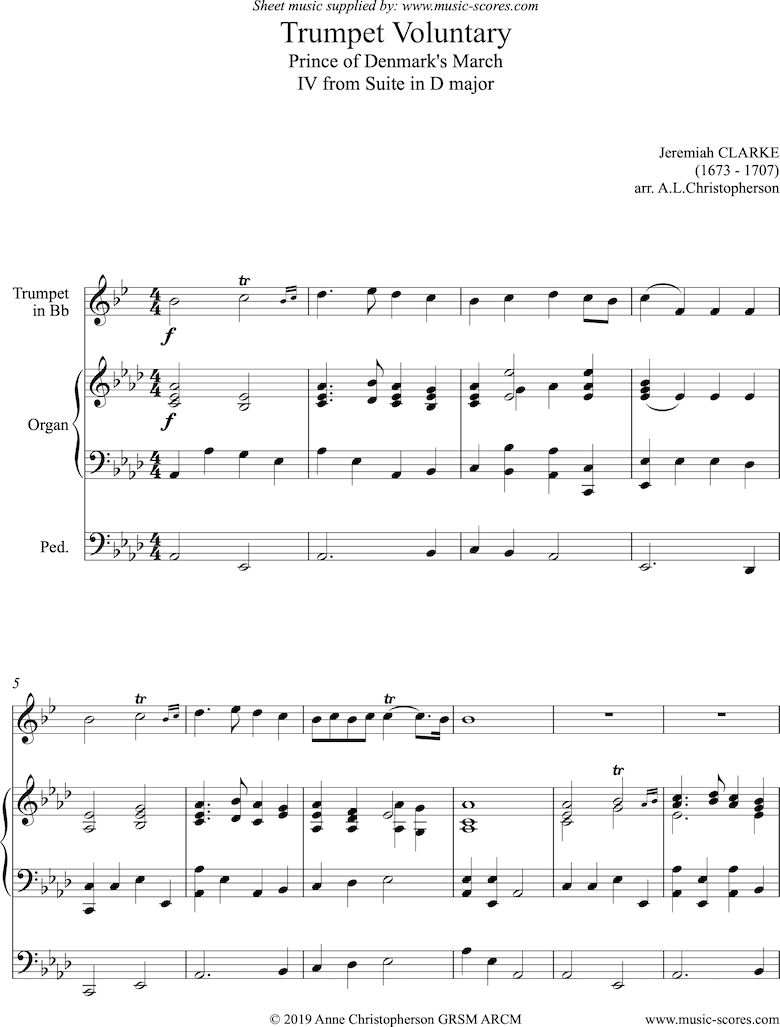 Front page of Suite in D: Trumpet Voluntary: Trumpet and Organ, Ab major sheet music