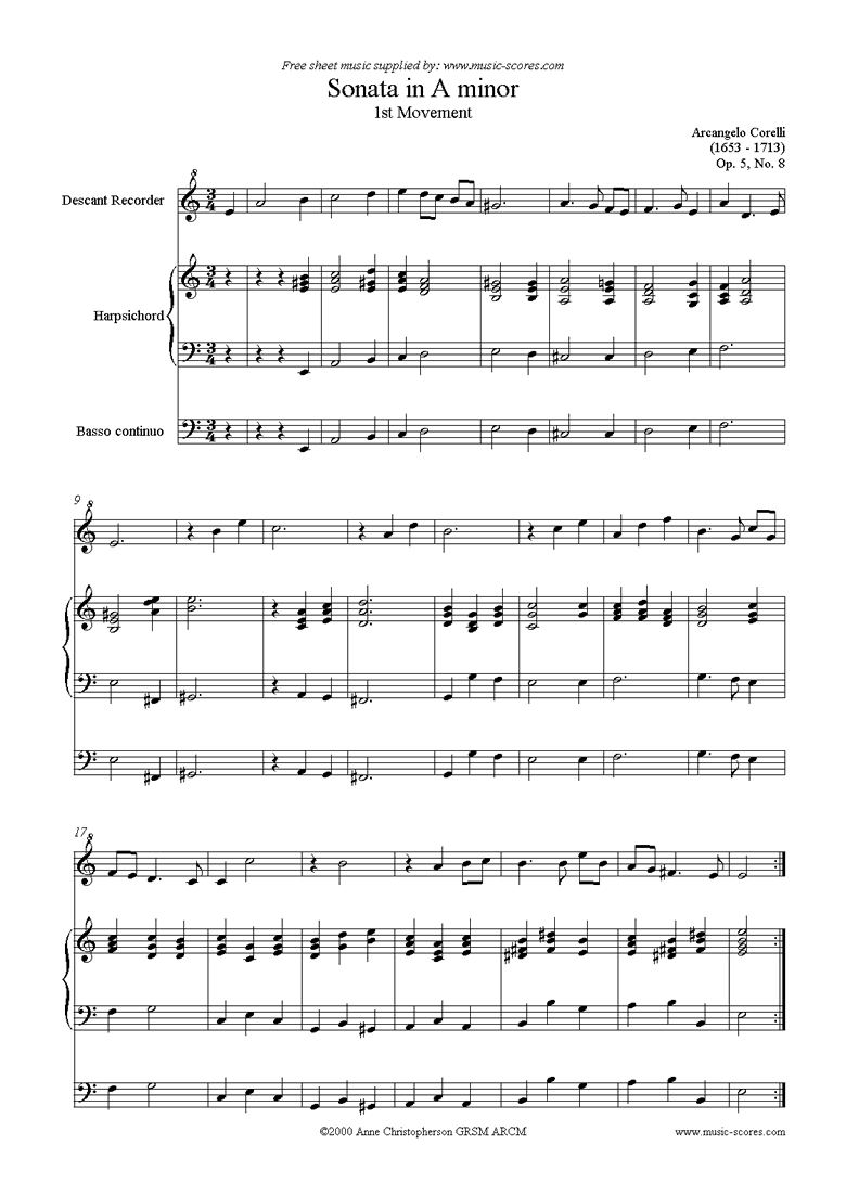 Front page of Sonata in A minor, 1st Movement: Op. 5, No. 8 sheet music