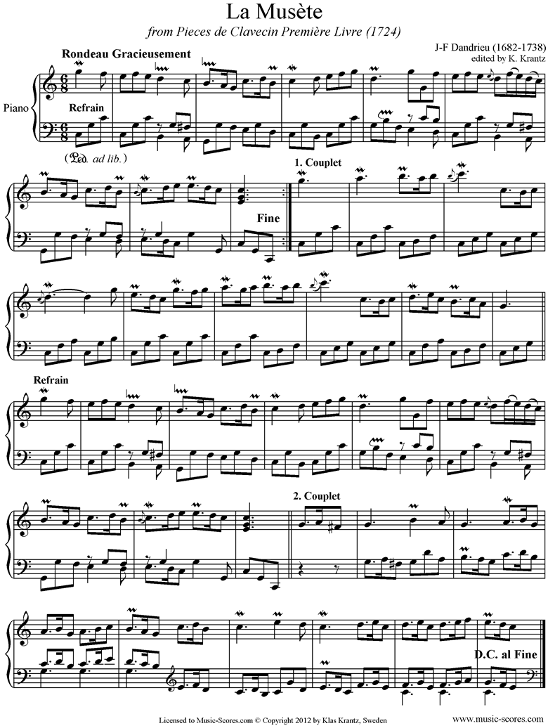 Front page of La Musete: Piano sheet music