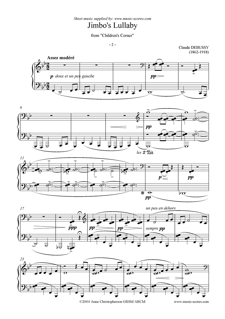 Front page of Childrens Corner: 2: Jimbo s Lullaby sheet music