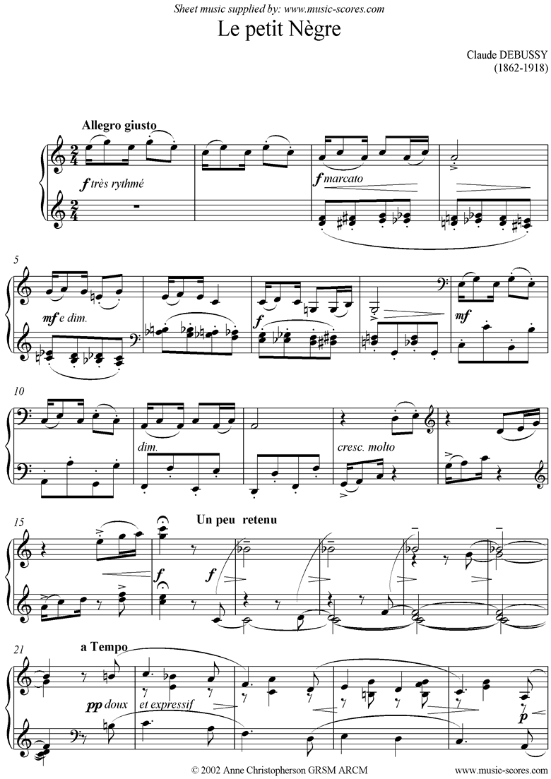 Front page of Le Petit Nègre sheet music