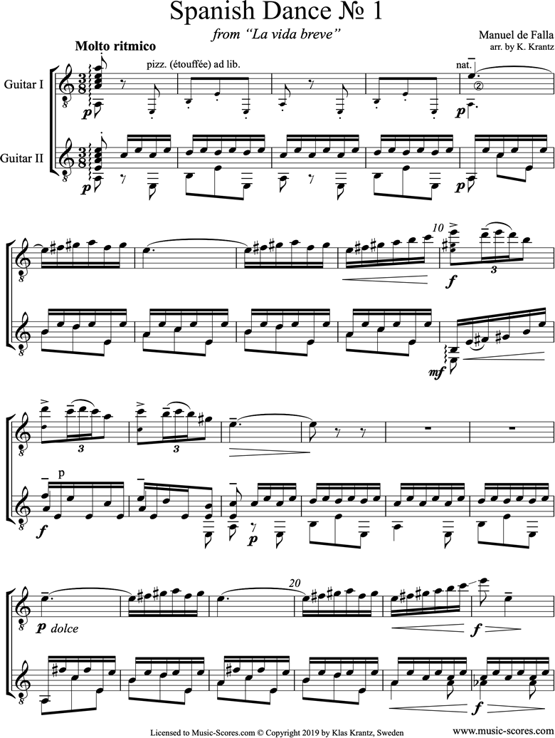 Front page of La Vida Breve: Spanish Dance No.1: 2 Guitars sheet music