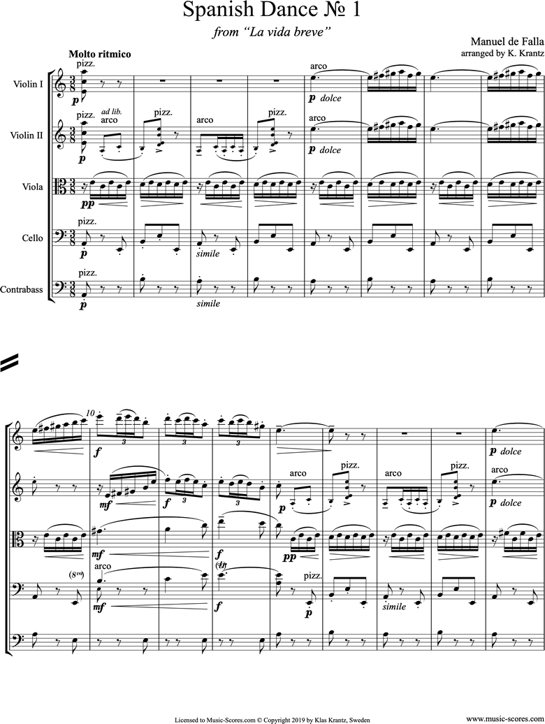 Front page of La Vida Breve: Spanish Dance No.1: String Ensemble sheet music