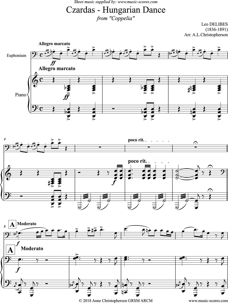 Czardas: Hungarian Dance: from Coppelia: Euphonium by Delibes